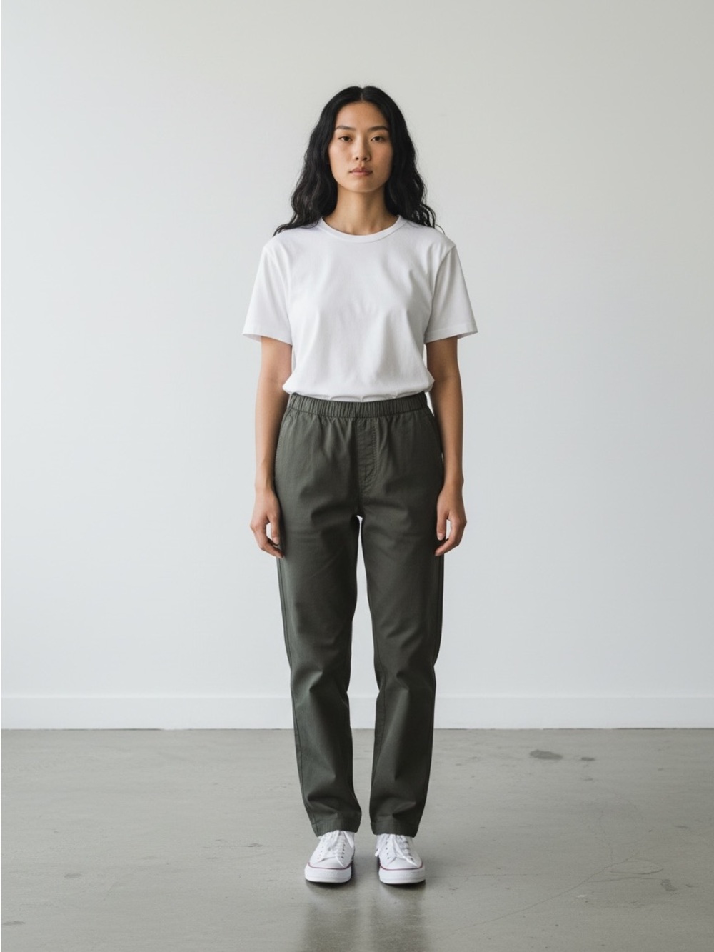 Outerknown Elastic Waist Fatigue Green Straight Leg Field Pants Size Medium